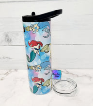 Load image into Gallery viewer, RTS Mermaid Princesses Blue Sublimation Tumbler
