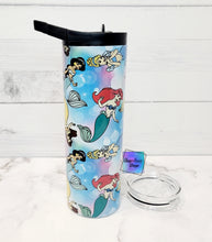 Load image into Gallery viewer, RTS Mermaid Princesses Blue Sublimation Tumbler
