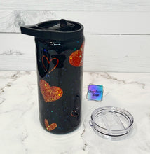 Load image into Gallery viewer, RTS Black Red Heart Duo Lid Tumbler
