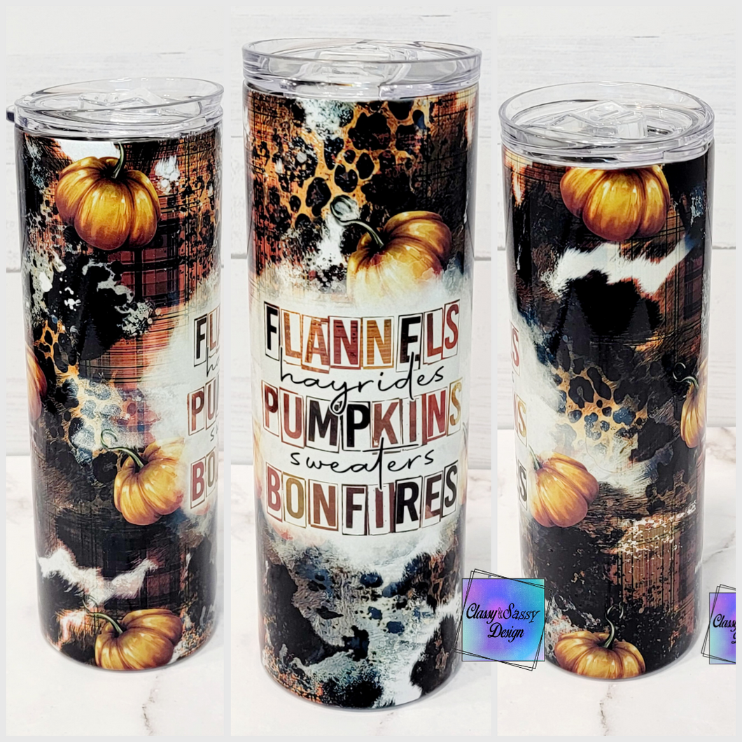 MTO Sublimation Flannels Hayrides Saying Tumbler